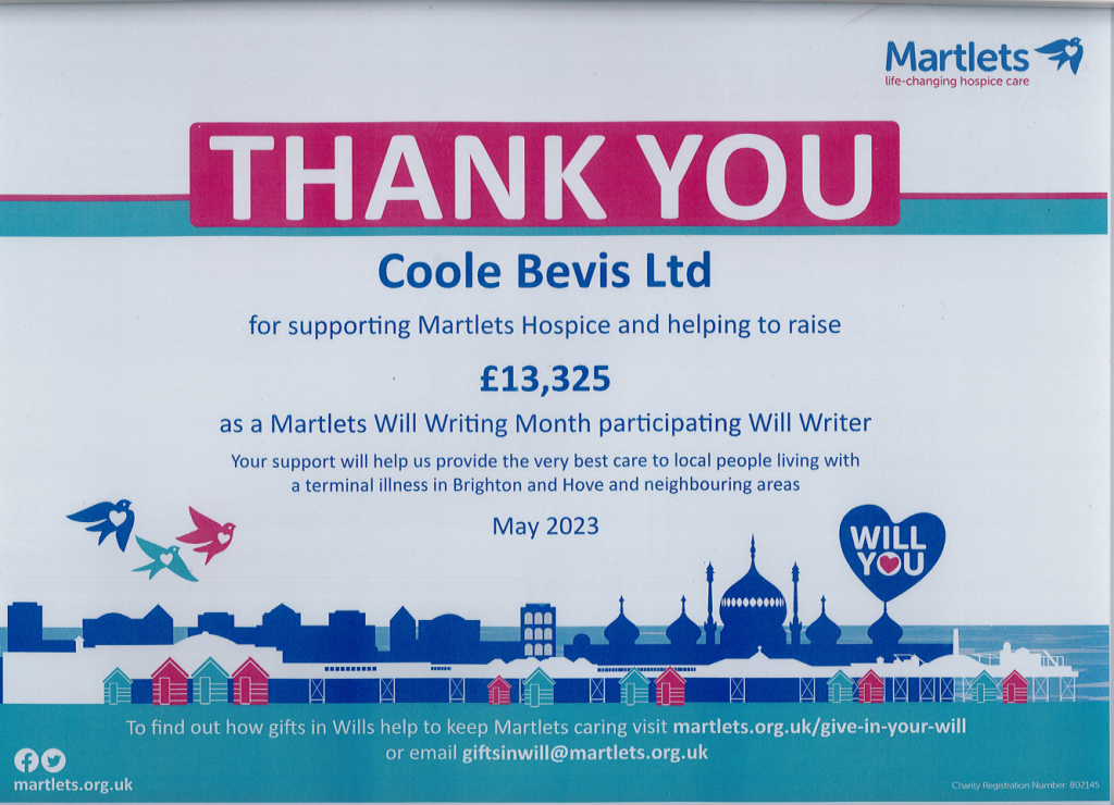 Coole Bevis LLP Proudly Support Martlets Hospice